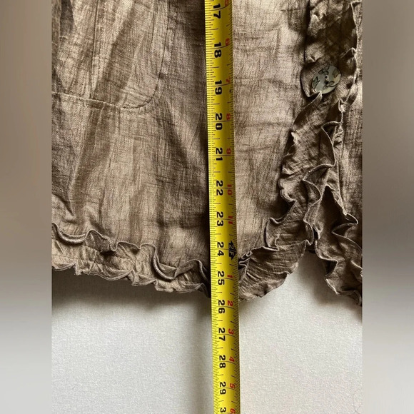 Marcona linen ruffled long sleeve lightweight jacket Sz 14 - Picture 15 of 16